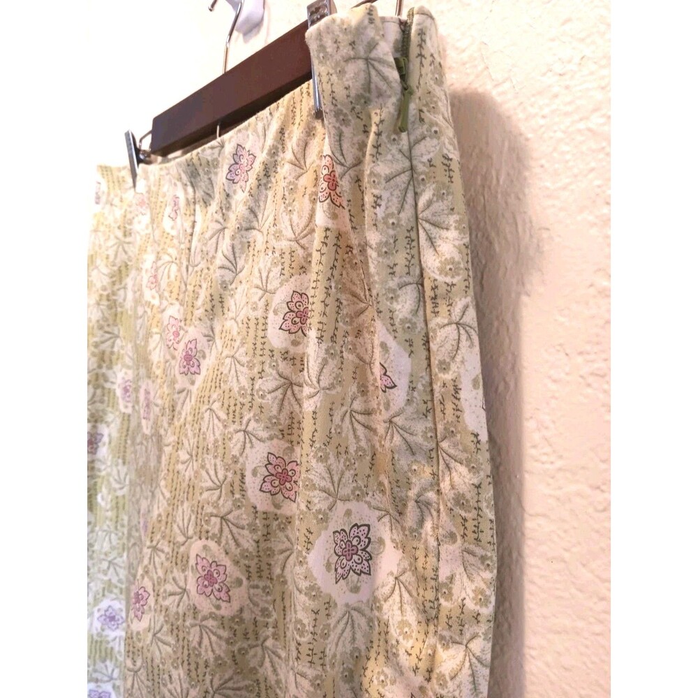 Vtg Sigrid Olsen Deco 20 Floral Pants Size 12 Side Zip Cotton Blend Straight Leg - Picture 7 of 14